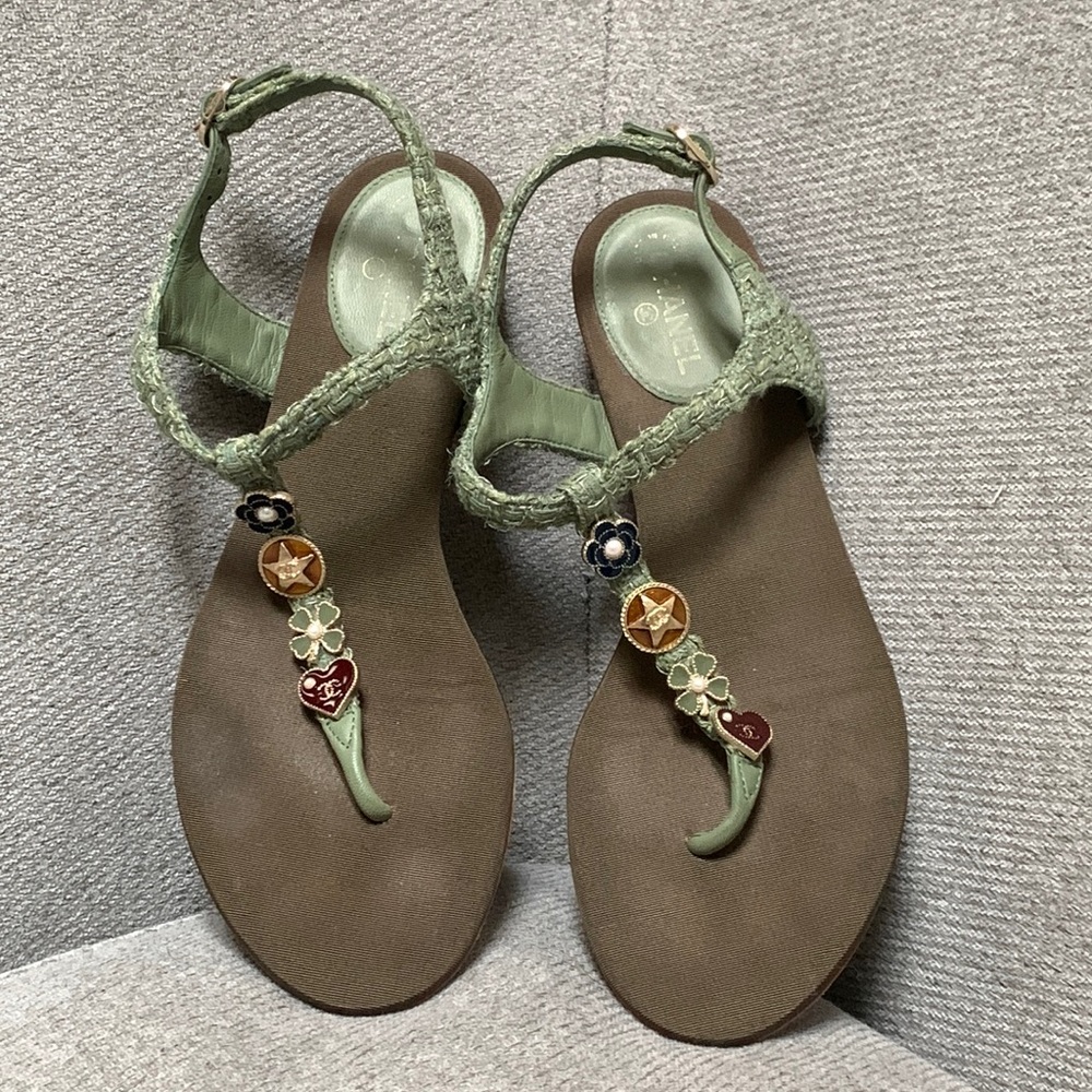 Chanel tweed sandals